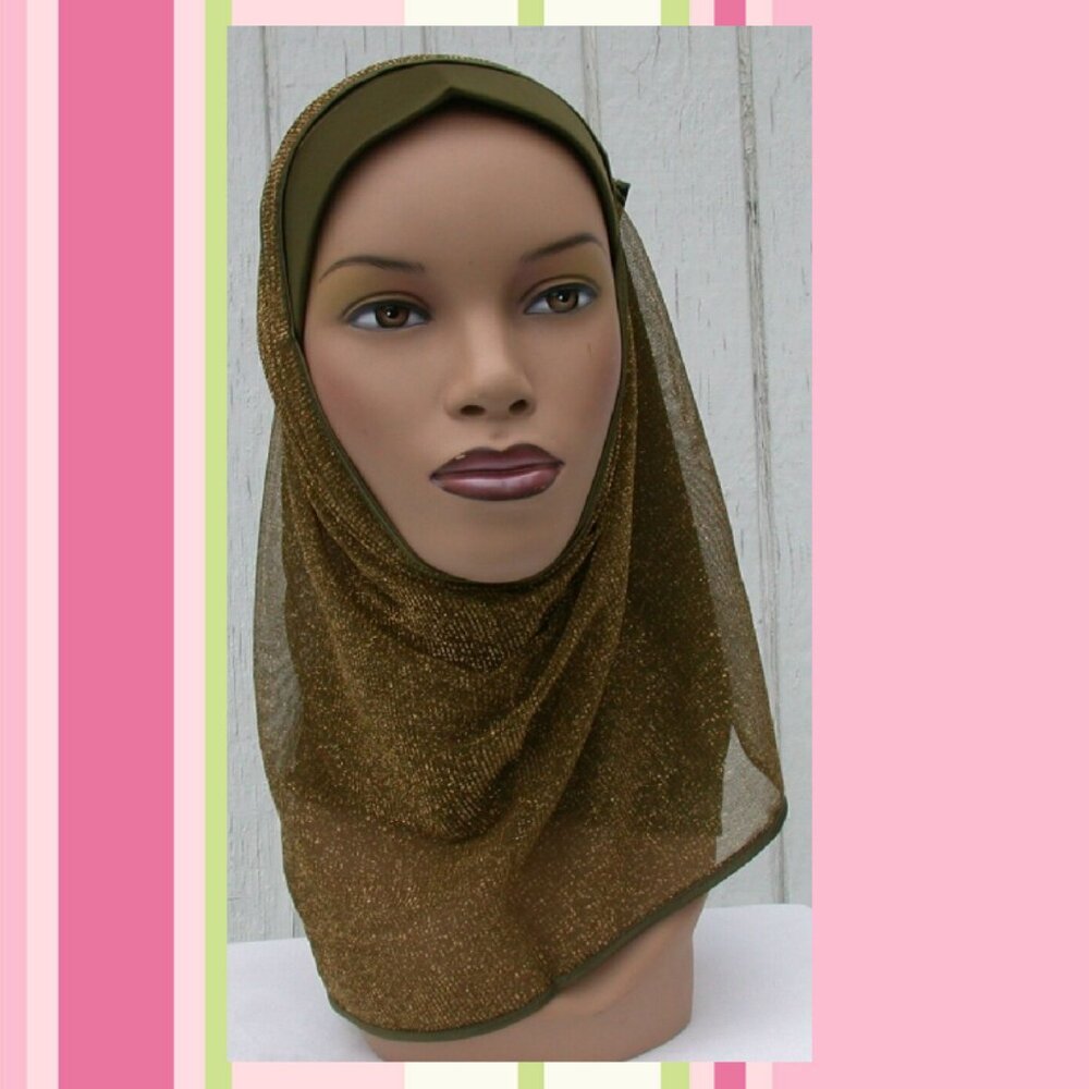 Green Kuwaiti Mona Instant Hijab Muslim Islamic Headcover
